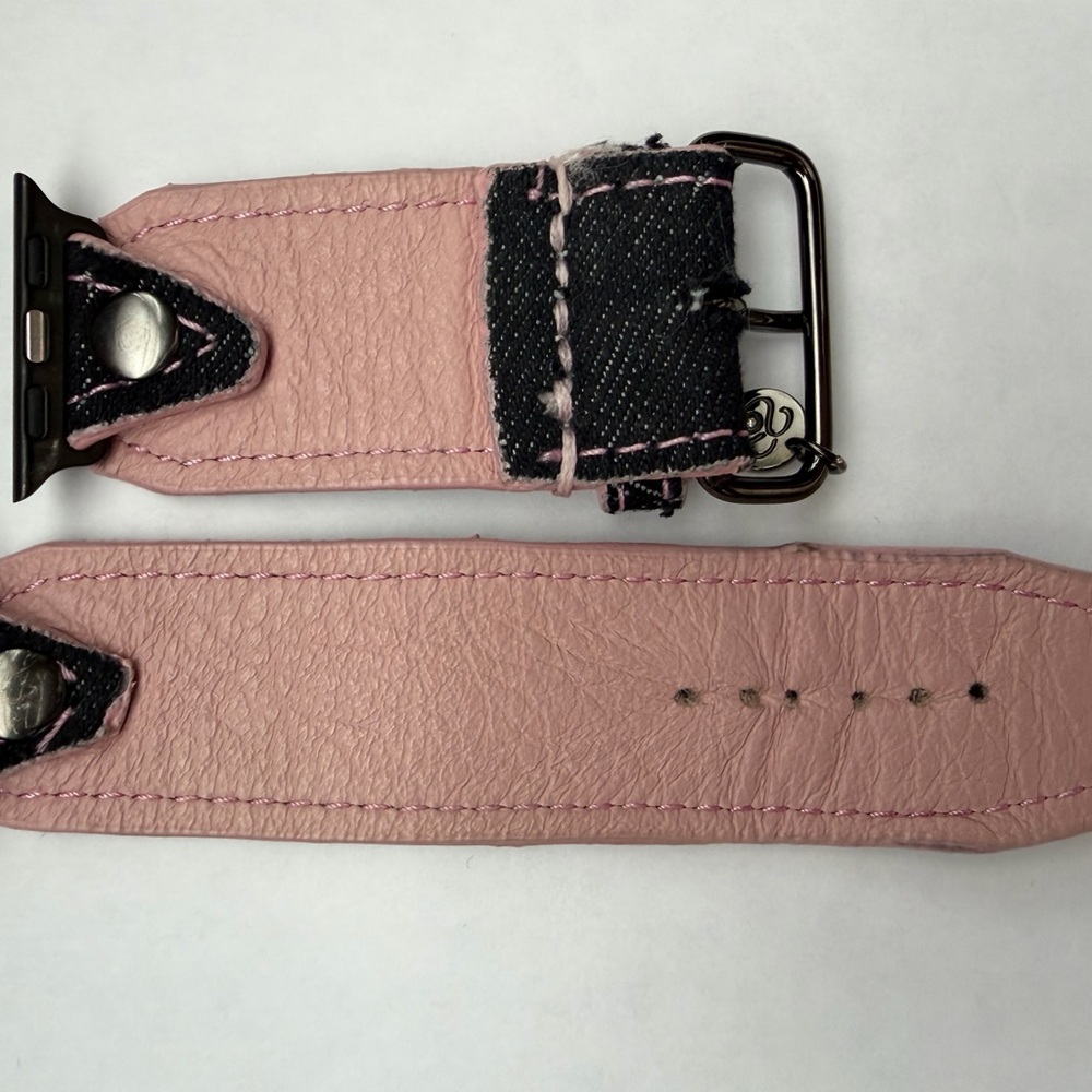Authentic Upcycled Black/Pink Denim Apple Watchband by Spark’l-size 3 - 38/41mm - Picture 2 of 8